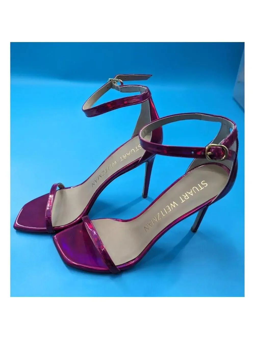 Stuart Weitzman Women's Nudistcurve 100mm Sandals Hot Pink NWOB Size 9.5